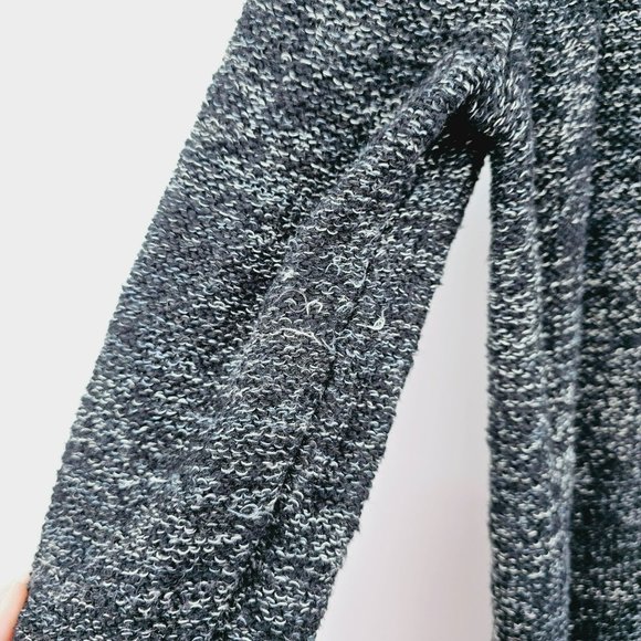 J Crew Factory Cardigan Sweater XS Open Black White Marled Long Sleeve Knit Cozy - Picture 6 of 11